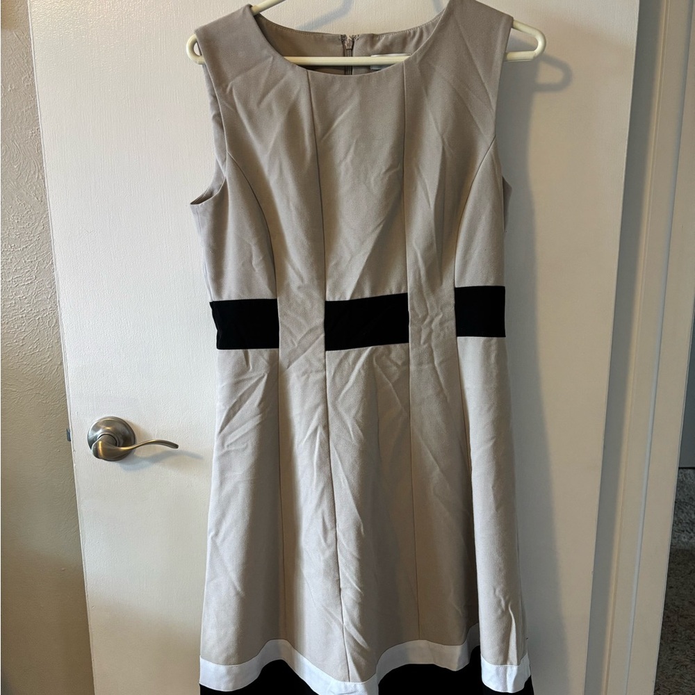 Clear out!!     Calvin Klein Beige and Black Midi Dress size 10